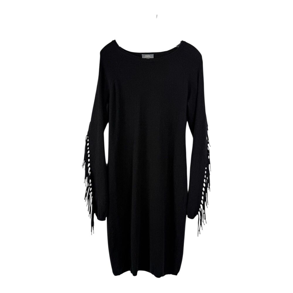 Neiman Marcus Cashmere Fringe Dress Size M Black